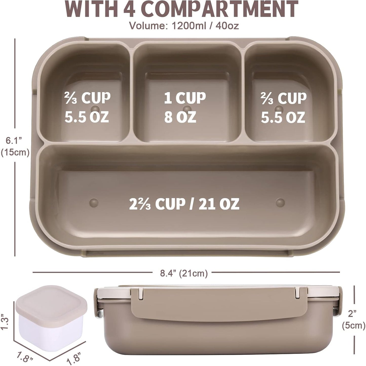 4-Compartment Lunch Box โ Leak-Proof Bento Style โ Portable Food Storage for Adults & Kids