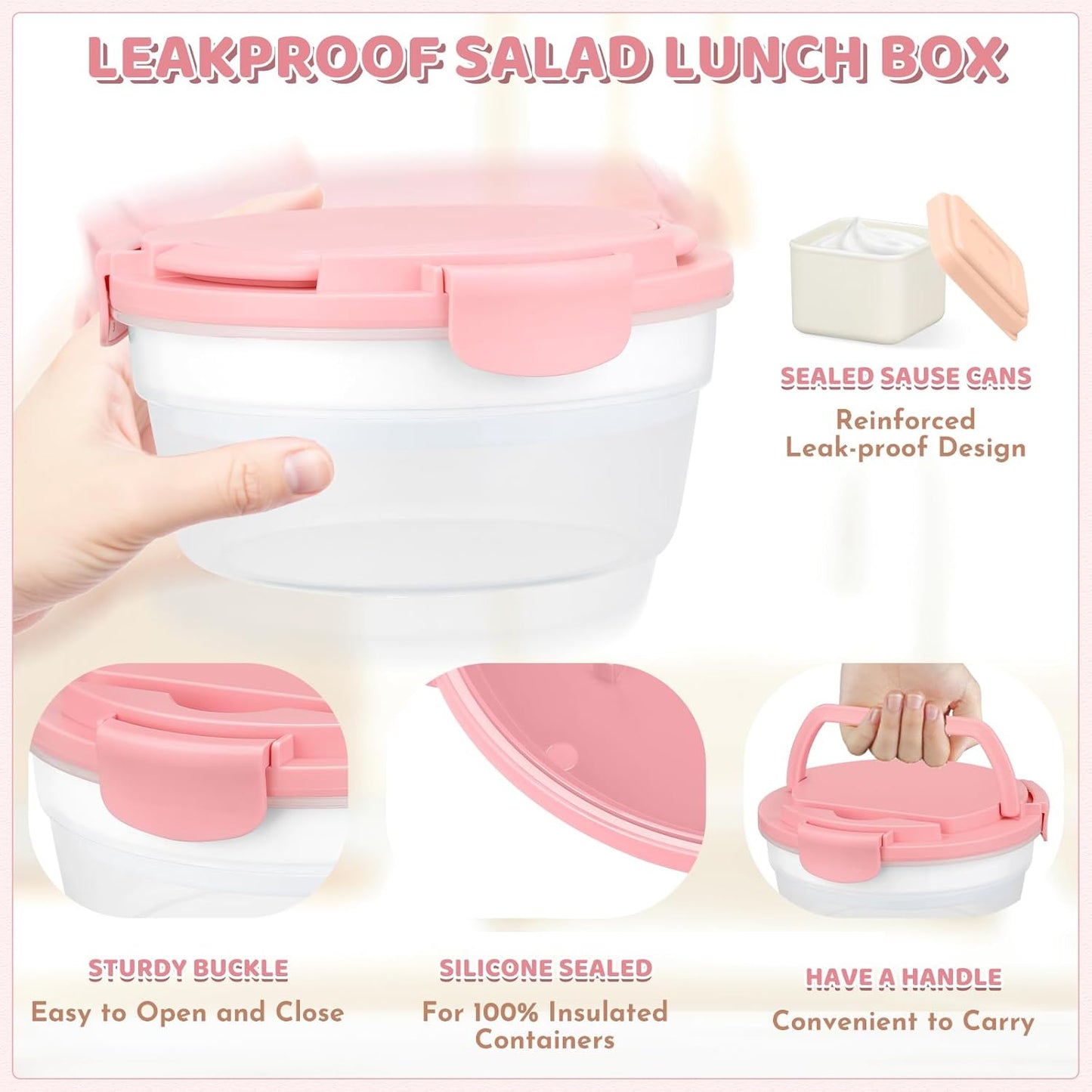 Eco-Friendly 4-Compartment Bento Box with Utensils & Sauce Container β BPA-Free β Leakproof & Microwave Safe β 57.5oz / 1700ml Capacity