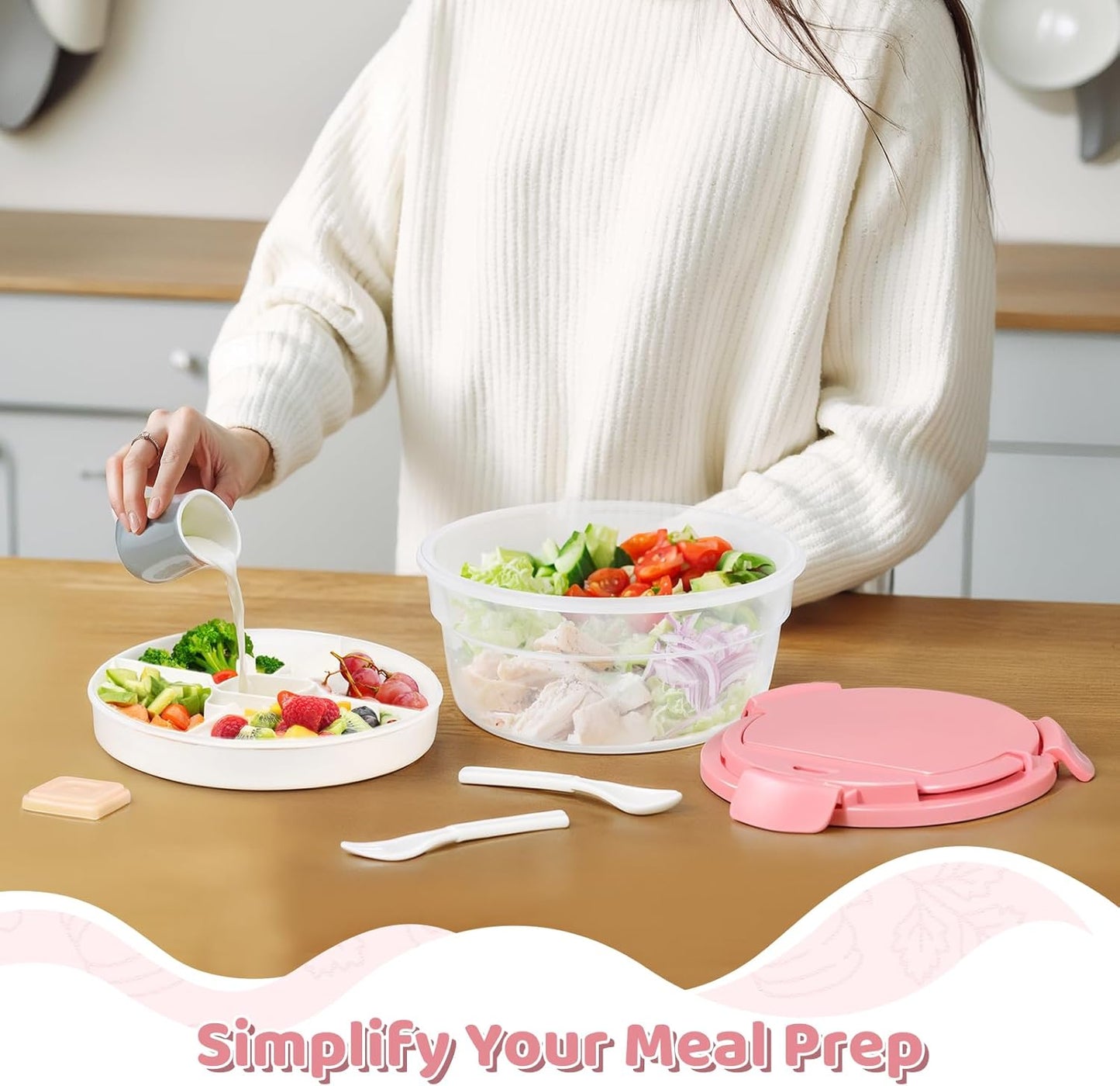 Eco-Friendly 4-Compartment Bento Box with Utensils & Sauce Container β BPA-Free β Leakproof & Microwave Safe β 57.5oz / 1700ml Capacity