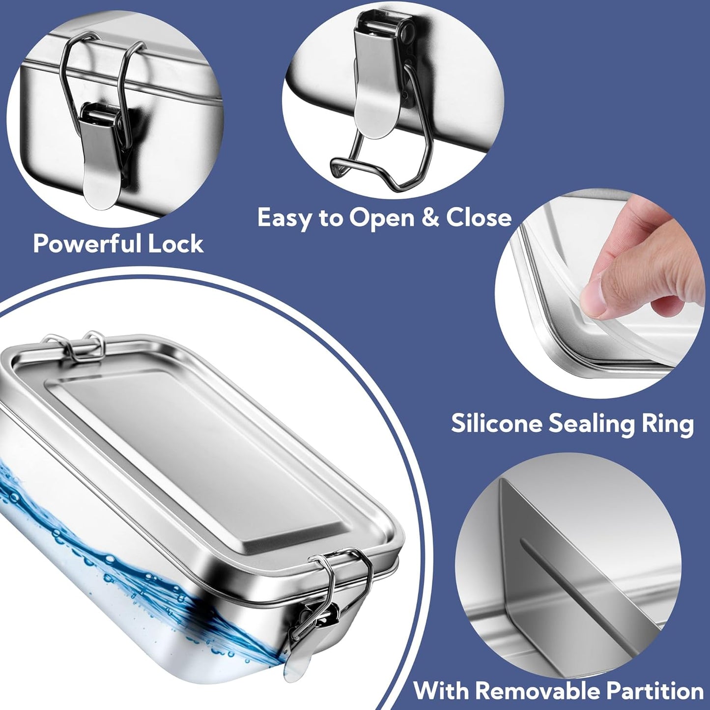 850ml Leakproof Stainless Steel Bento Box β Oven Safe, Freezer Safe, Dishwasher Safe β NOT Microwave Safe β BPA-Free