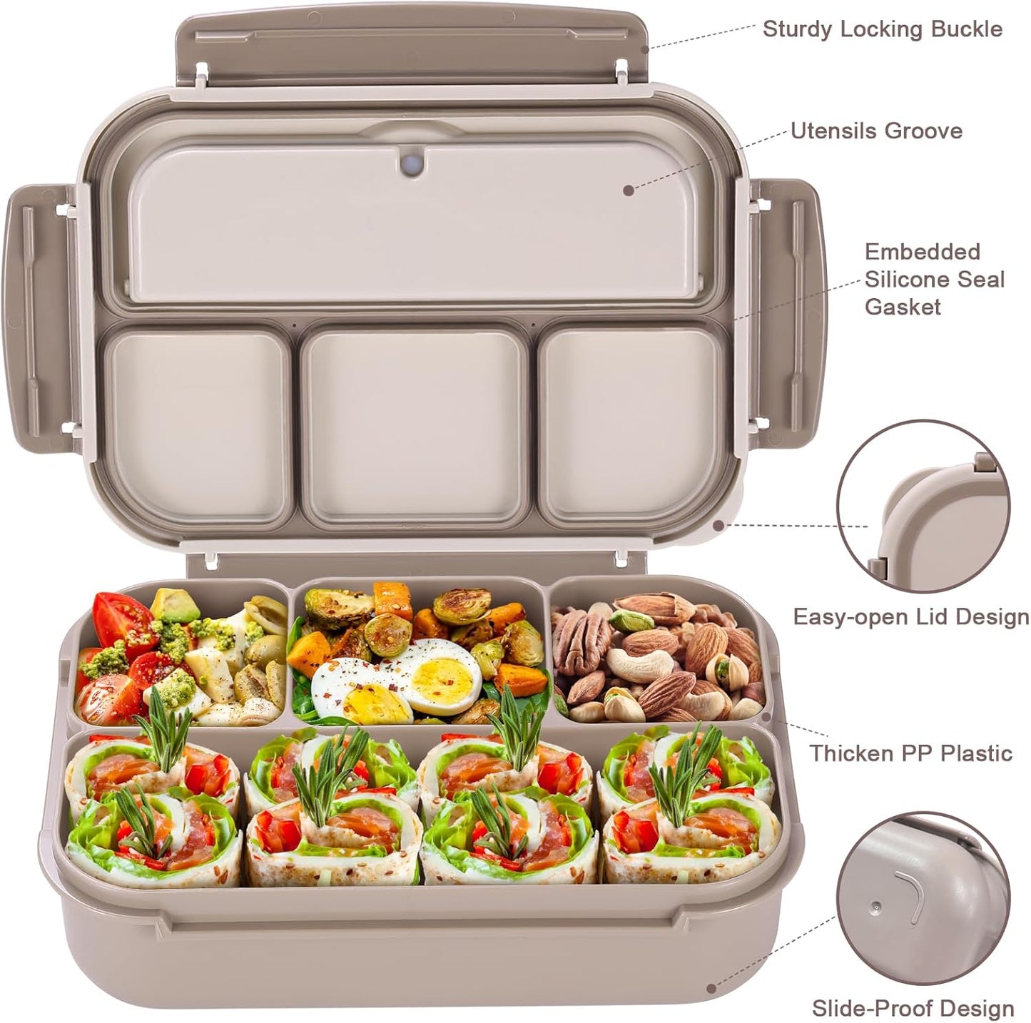 4-Compartment Lunch Box โ Leak-Proof Bento Style โ Portable Food Storage for Adults & Kids