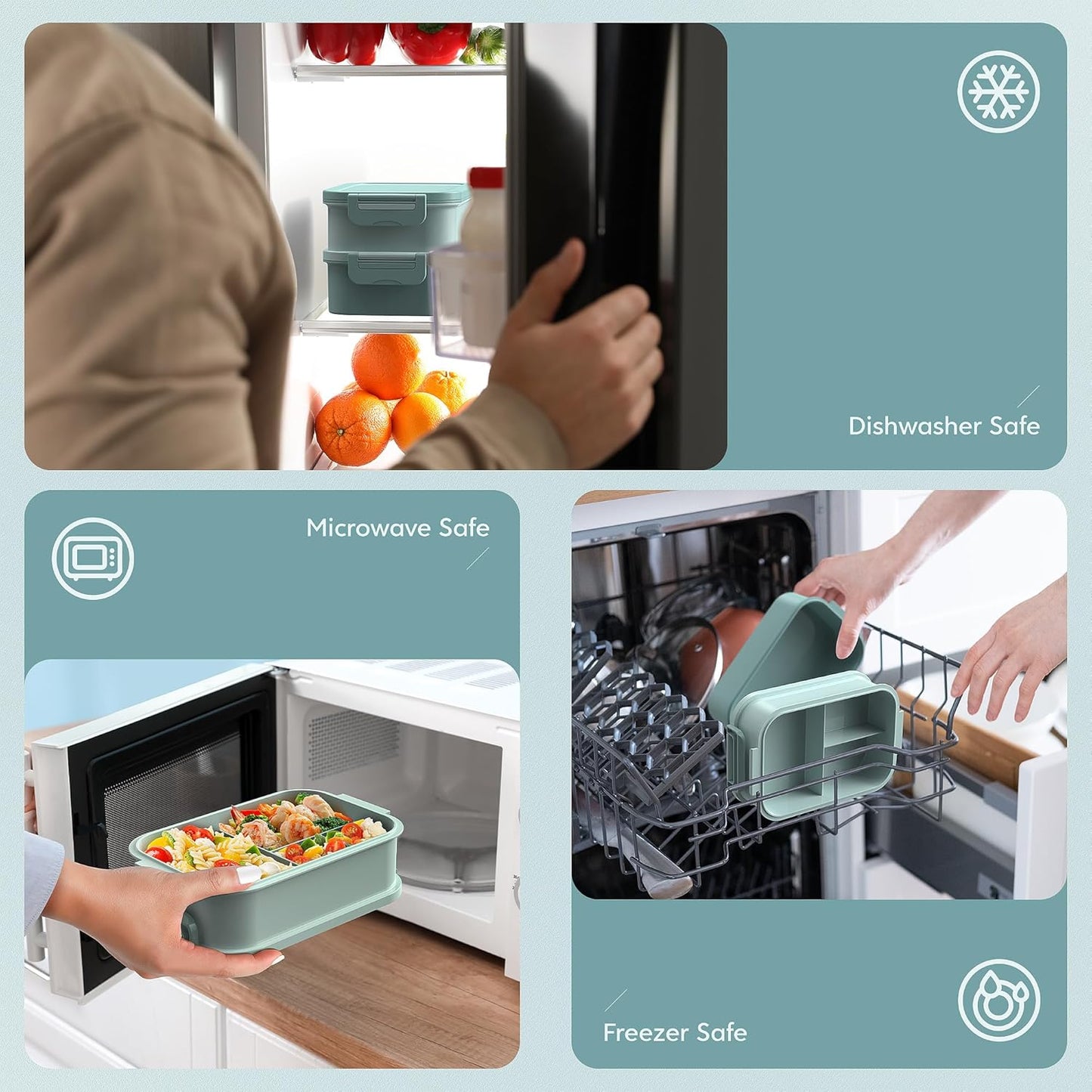 Extra Large 2130ml Lunch Box Set β 3-Layer Food Container with Divided Compartments, Sauce Cups & Utensils β Ideal for Adults, Students, Meal Prep