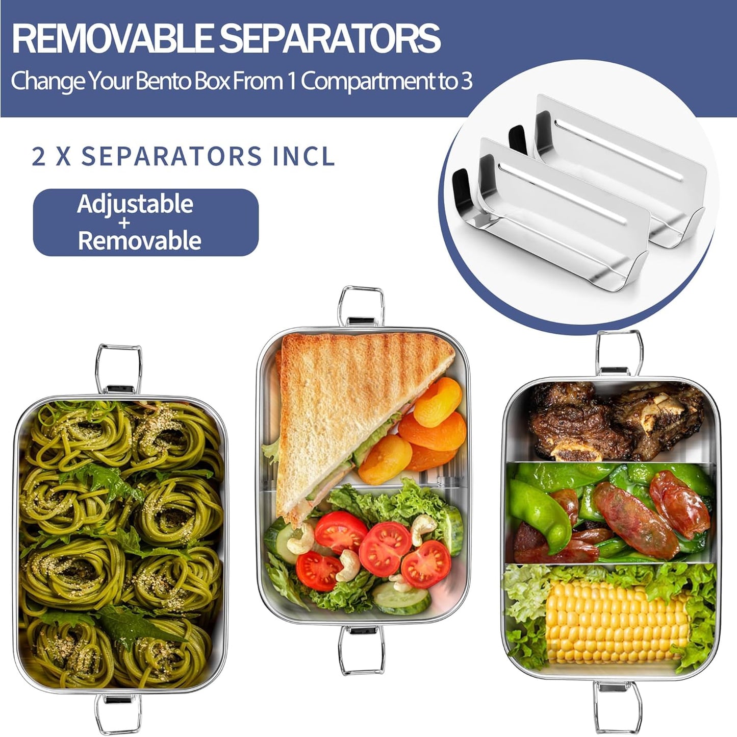 850ml Leakproof Stainless Steel Bento Box β Oven Safe, Freezer Safe, Dishwasher Safe β NOT Microwave Safe β BPA-Free