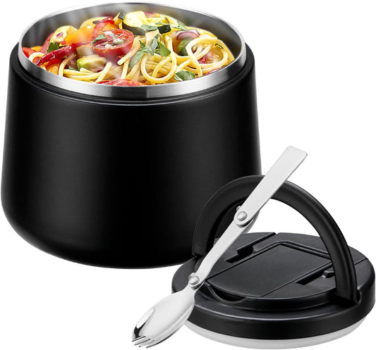 14oz Stainless Steel Thermos Lunch Jar – Wide Mouth Design – Leak-Proof – Built-in Spoon – Ideal for Hot or Cold Meals On the Go
