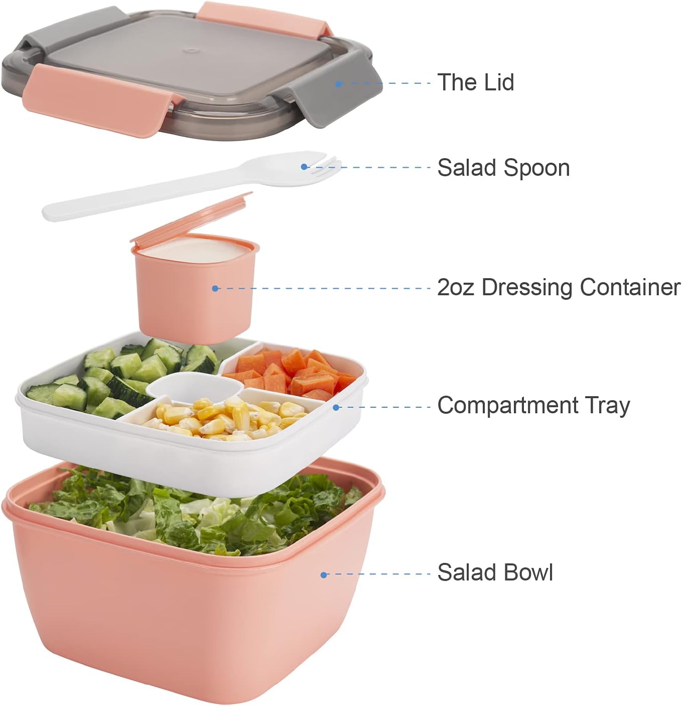 2-Pack BPA-Free Bento Food Containers – 52oz / 1540ml – Snap Lock Lid – Reusable Meal Prep Boxes (Blue + Pink)