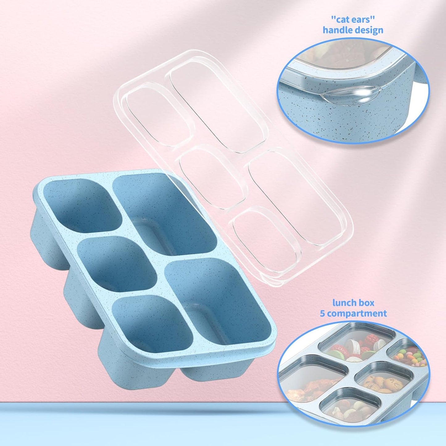 4-Pack Bento Lunch Boxes with 4 Compartments – Reusable Food Containers (Blue, Pink, Cream, Green) – 950ml / 32oz Capacity