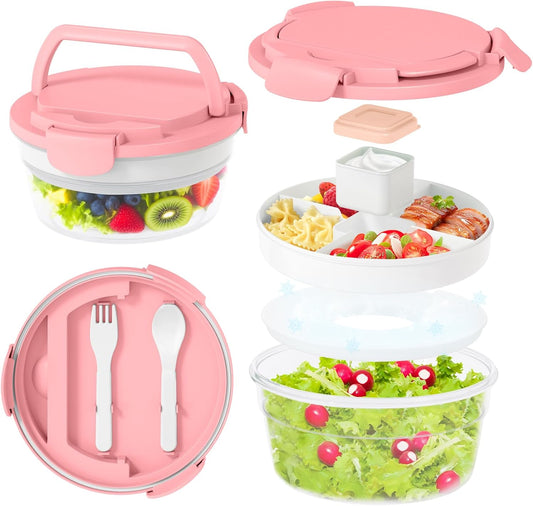 Eco-Friendly 4-Compartment Bento Box with Utensils & Sauce Container – BPA-Free – Leakproof & Microwave Safe – 57.5oz / 1700ml Capacity