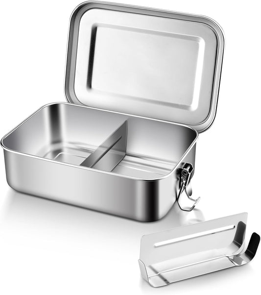 850ml Leakproof Stainless Steel Bento Box – Oven Safe, Freezer Safe, Dishwasher Safe – NOT Microwave Safe – BPA-Free